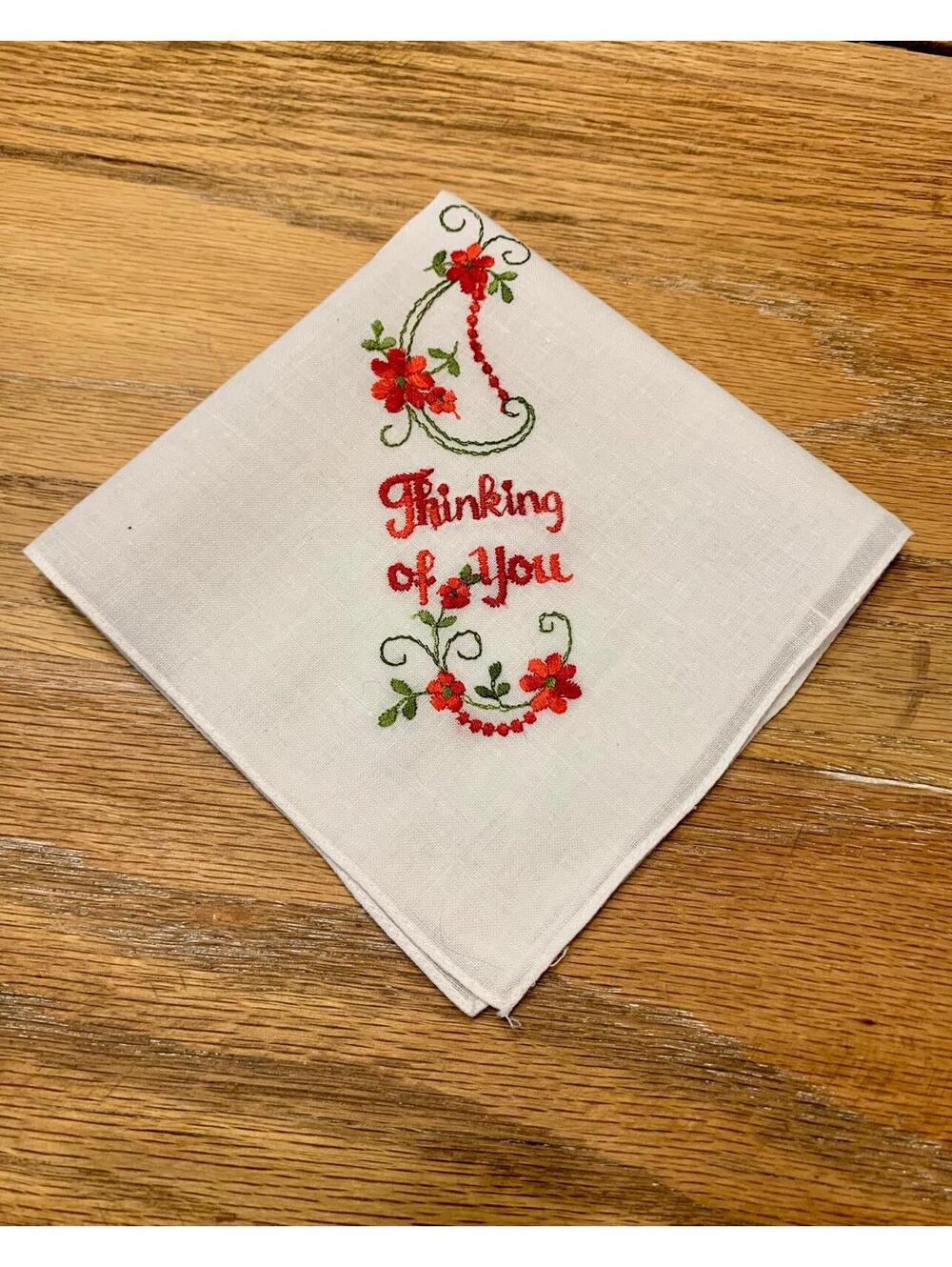 Vintage “Thinking of You” Handkerchief